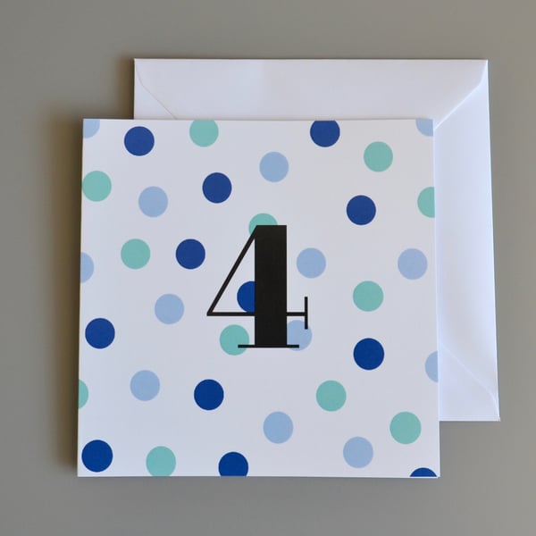 4th Birthday Card for Boy, Age Four, Fourth Birthday 