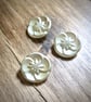 3 Vintage Pearly Glass Flower Buttons - 26mm - Image 1