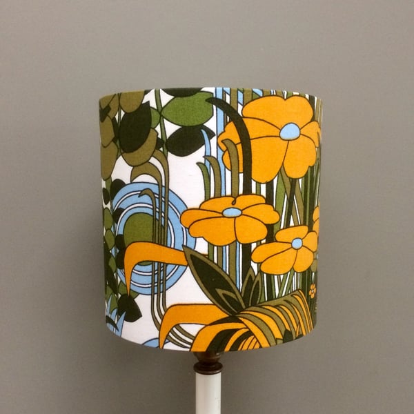 MOD 70s Abstract Ashwell Tropical Green Vintage Fabric Lampshade