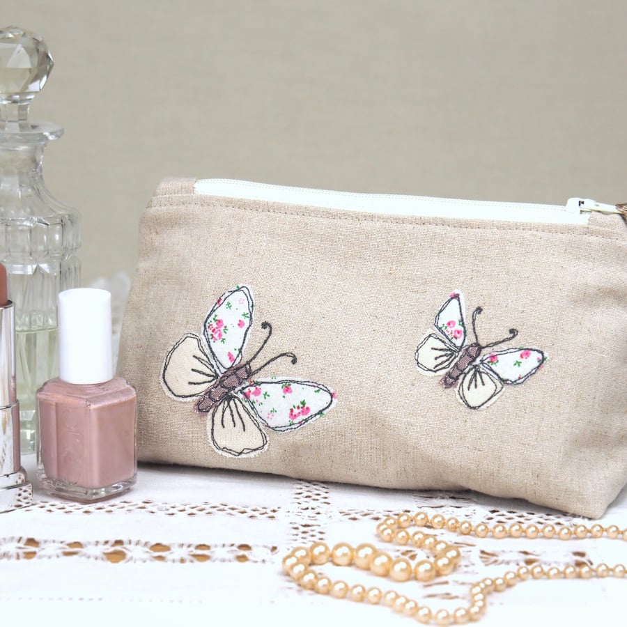 Make Up Bag Cosmetics Bag Handmade Butterfly Nature Wildlife 