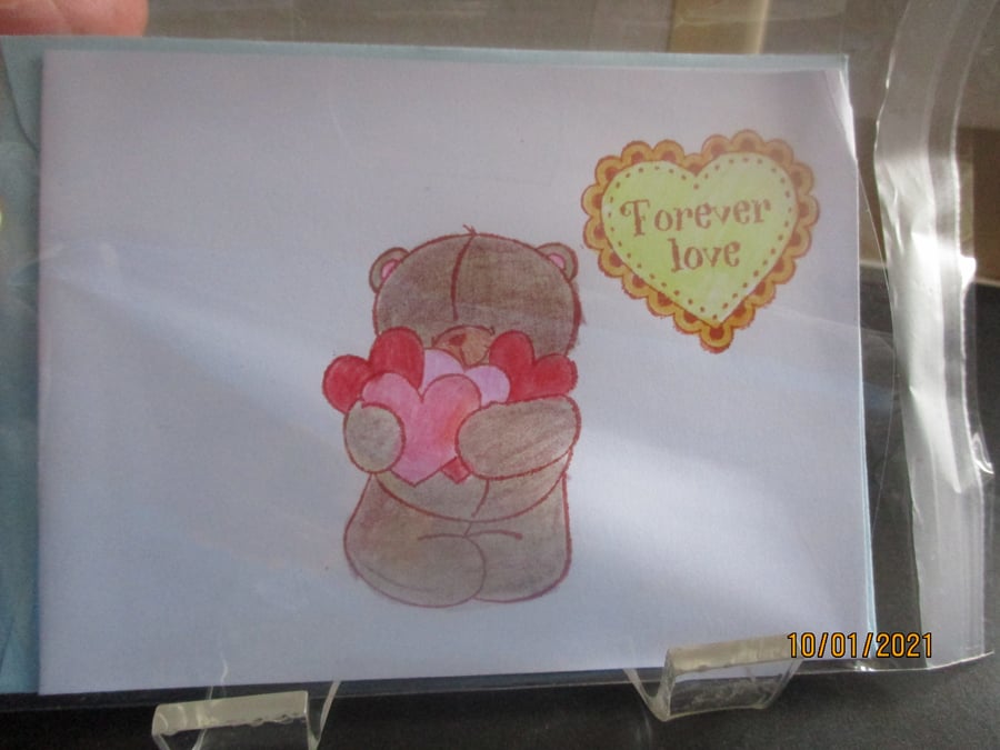 Forever Love Teddy with Hearts Card