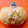 Handmade Felt Pumpkin Brooch Mustard Yellow