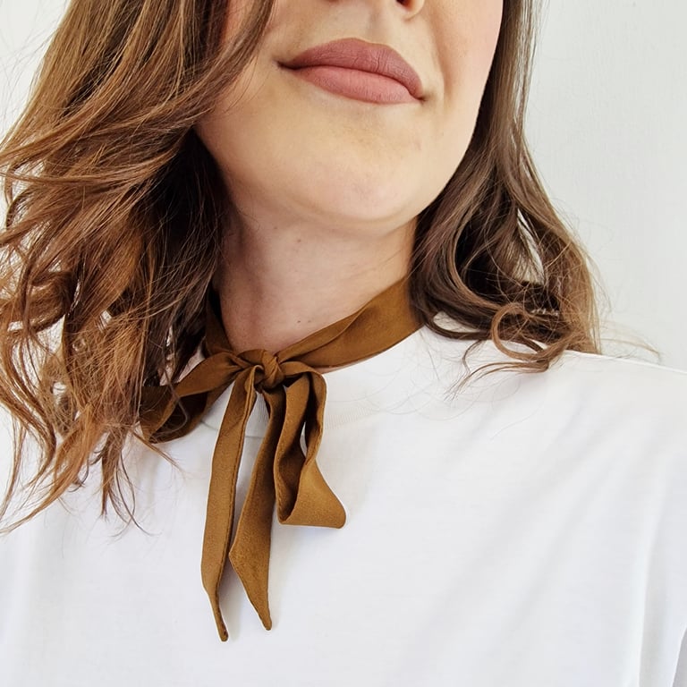 Handmade Skinny Silk Scarf in Sepia