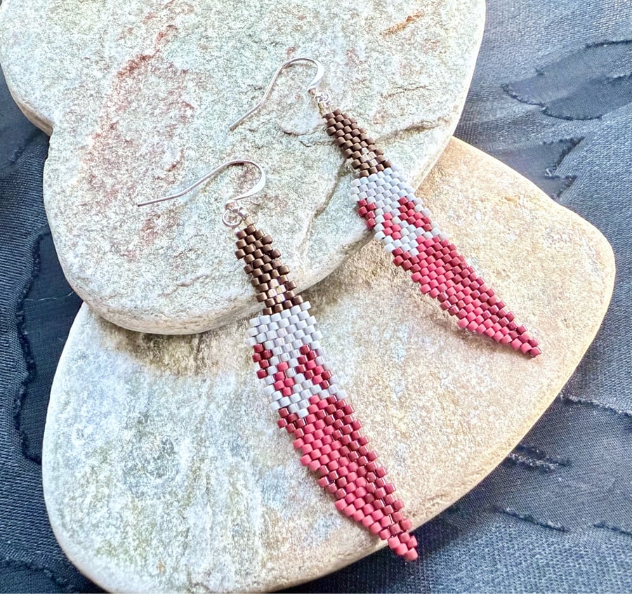 Handmade beaded bloody dagger Halloween earrings