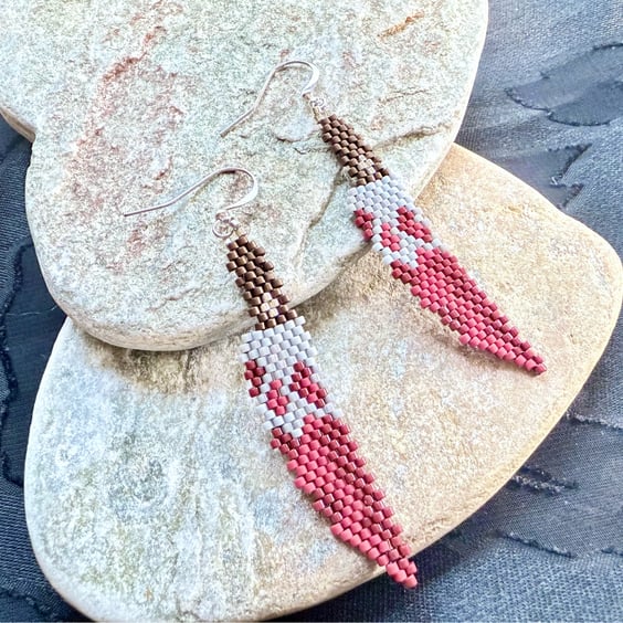 Handmade beaded bloody dagger Halloween earrings