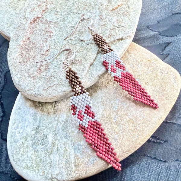 Handmade beaded bloody dagger Halloween earrings