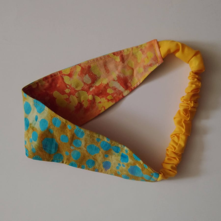 Orange and Yellow Batik Reversible Headband
