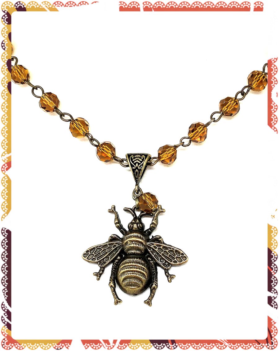 One of a Kind Bronze Honey Bee necklace