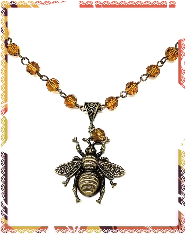 One of a Kind Bronze Honey Bee necklace
