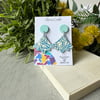 Botanical Fern Fan Minty Green Earrings