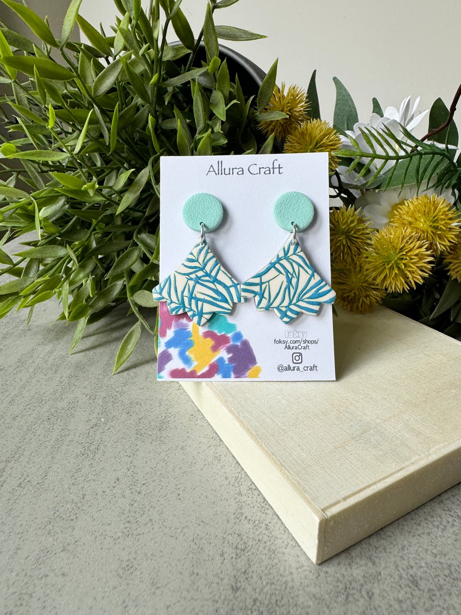 Botanical Fern Fan Minty Green Earrings