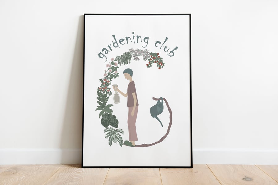 Giclee Art Print Gardening Club Sizes A5 to A3 Unframed