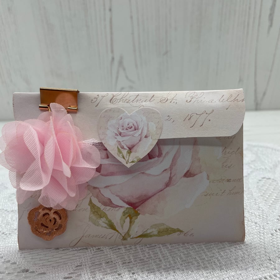 Ephemera - Pink and Peach Rose Envelopes &  Ephemera by Carolee Craft PB8 - 0030