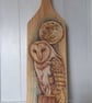 Pyrography large & long Barn Owl wooden board hanging decoration - Image 2