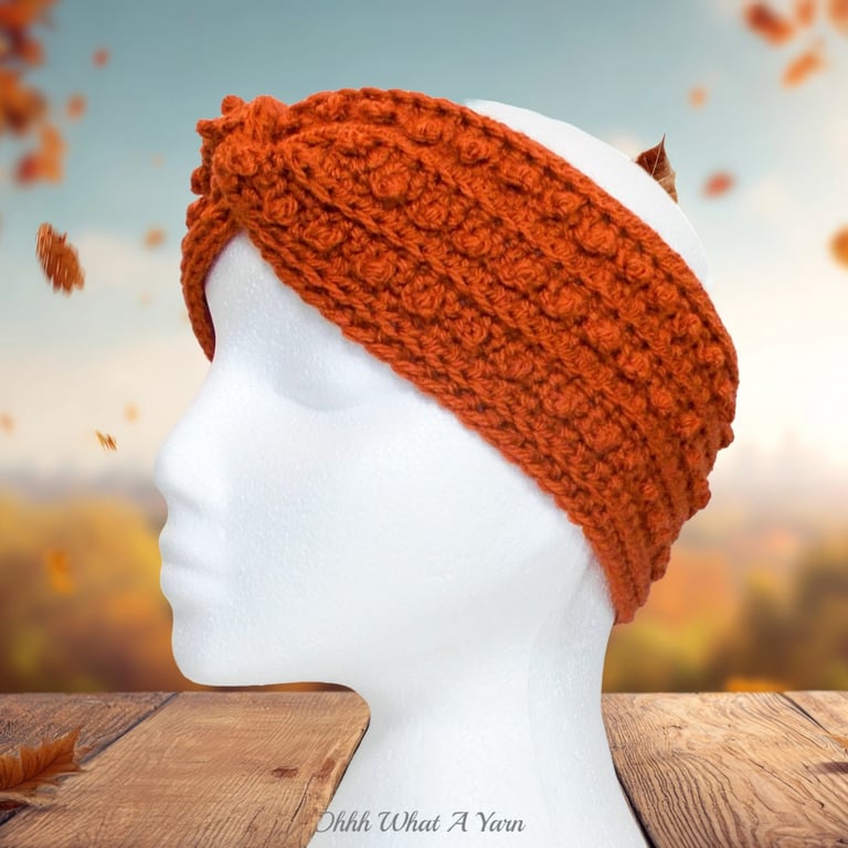 Crochet headband, ear warmer. Rust, copper twist ear warmer. Copper headband.