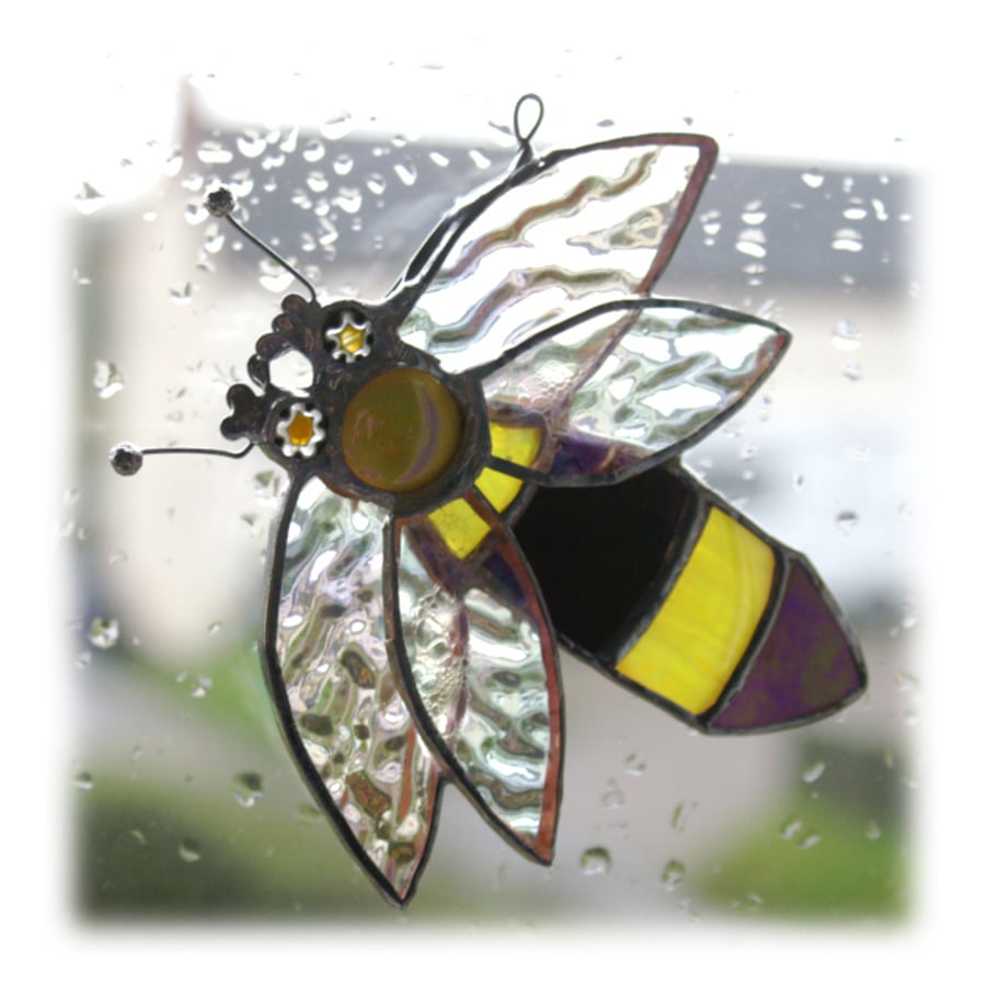 Bee Suncatcher Stained Glass Handmade  Honey