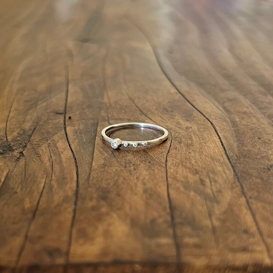 Dainty Sparkle Ring - Size I.5 (UK) - Handmade, Sterling Silver, CZ