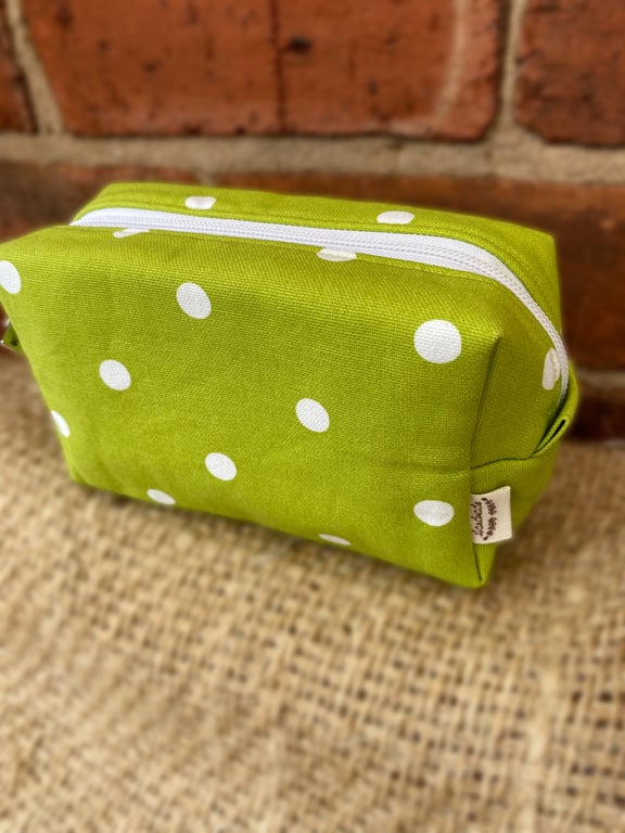Lime Green Polka Dot Box Pouch