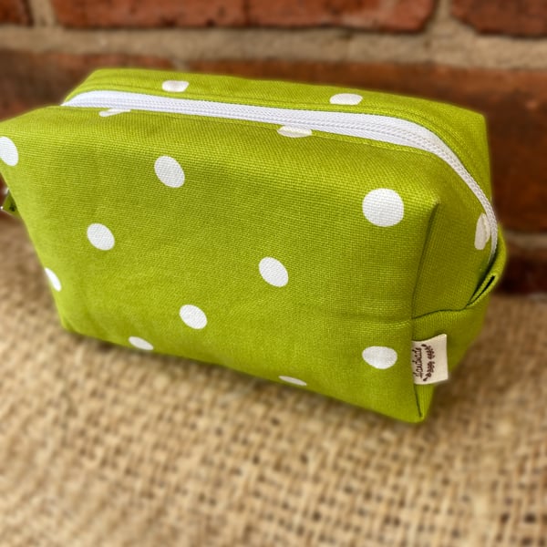 Lime Green Polka Dot Box Pouch