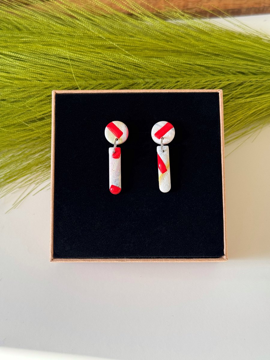 Red Dash Dainty Earrings