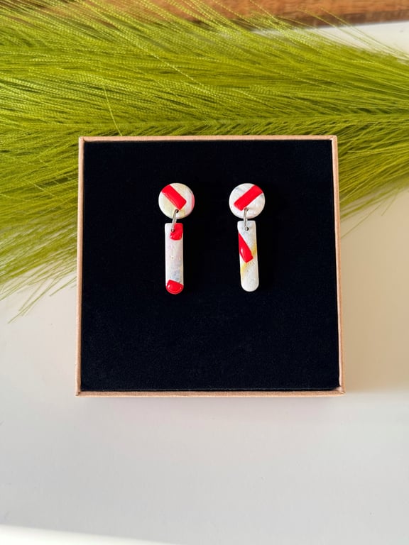 Red Dash Dainty Earrings