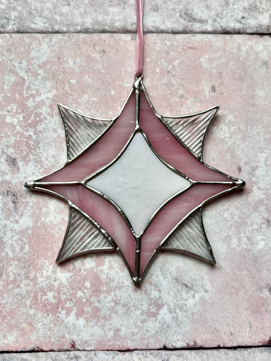 Rose Quartz Pink Stained Glass Suncatcher - perfectly imperfect