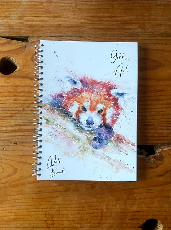 Red Panda Notebook, Notepad, A5 Size, Spiral bound, Wildlife Art Notebook, Pad, 