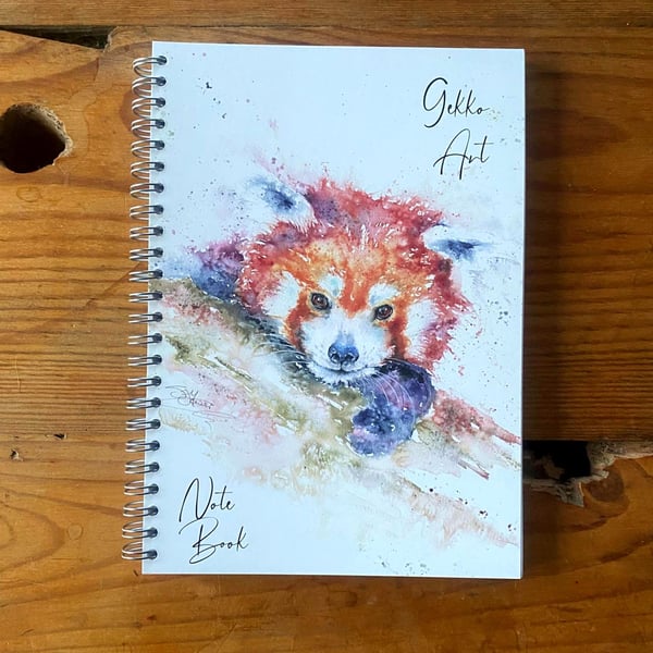 Red Panda Notebook, Notepad, A5 Size, Spiral bound, Wildlife Art Notebook, Pad, 