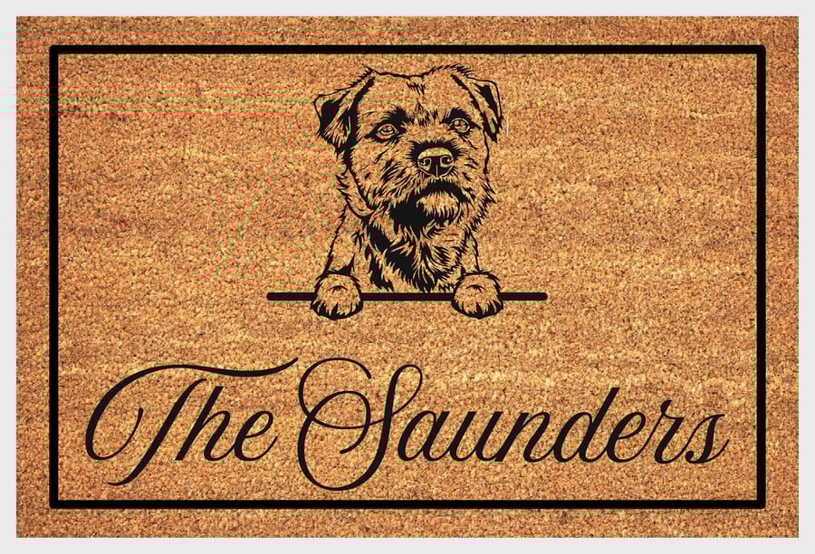 Border Terrier Door Mat - Personalised Border Terrier Welcome Mat - 3 Sizes