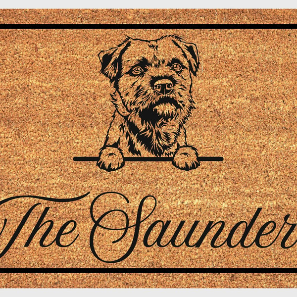 Border Terrier Door Mat - Personalised Border Terrier Welcome Mat - 3 Sizes