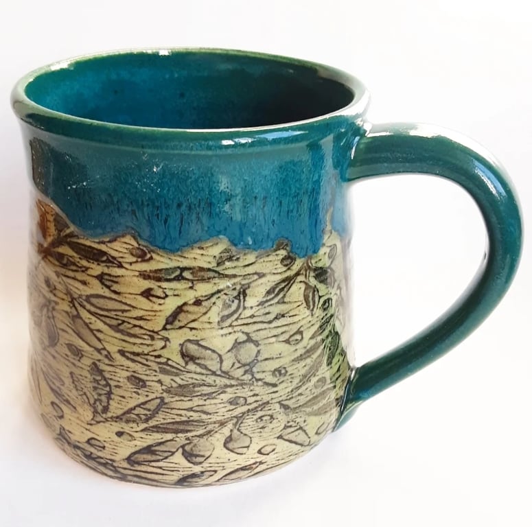 Mug - Hand Thrown Stoneware Ceramic Blue Glazed Mug 