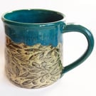 Mug - Hand Thrown Stoneware Ceramic Blue Glazed Mug 