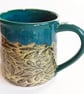 Mug - Hand Thrown Stoneware Ceramic Blue Glazed Mug 