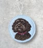 Cockapoo Embroidered Hanging Keepsake, Colour design 2 Browns  - Image 1