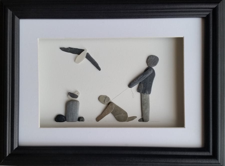 Unusual Fathers Day Gifts Dog Walker, Pebble Art Picture