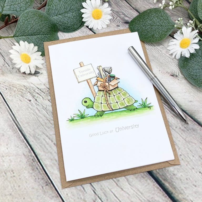 A6 Card - New Home Card - Blank Card - Tortoise Card - Good Luck University card