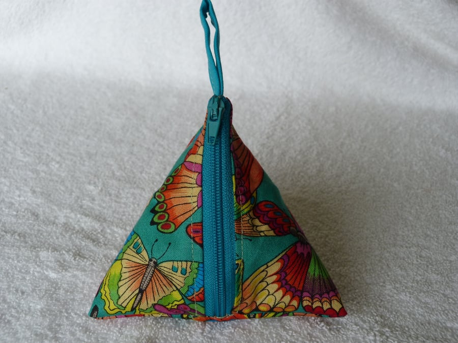  Stitch Marker Holder. Mini Pyramid Purse. Sewing Notions Holder. Butterfly 