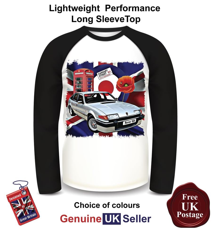 Silver Rover SDI Mens Top, Rover SDI Long Sleeve T Shirt, 