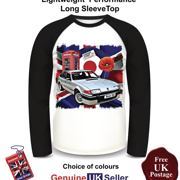 Silver Rover SDI Mens Top, Rover SDI Long Sleeve T Shirt, 