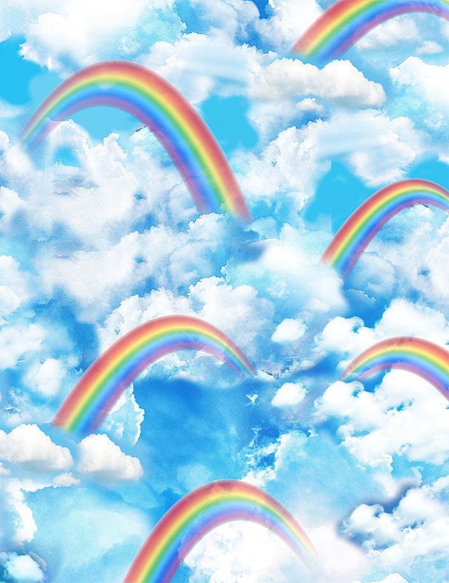 100% Cotton Fabric - Rainbows & Clouds - 43' 100% Cotton Fabric - Rainbows & Clouds - 43'