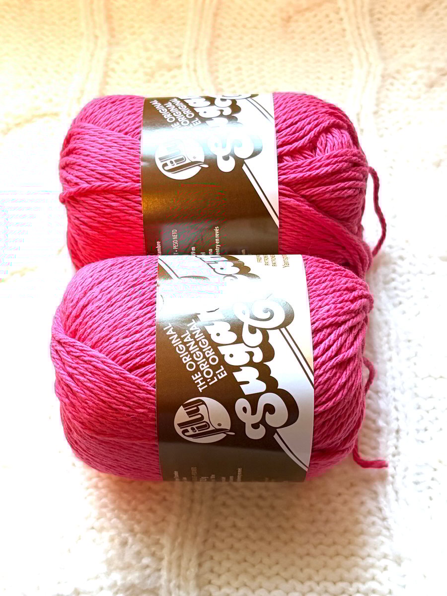 2 balls x 70.9g Lily Sugar 'n Cream The Original Yarn 100% Cotton Pretty in Pink