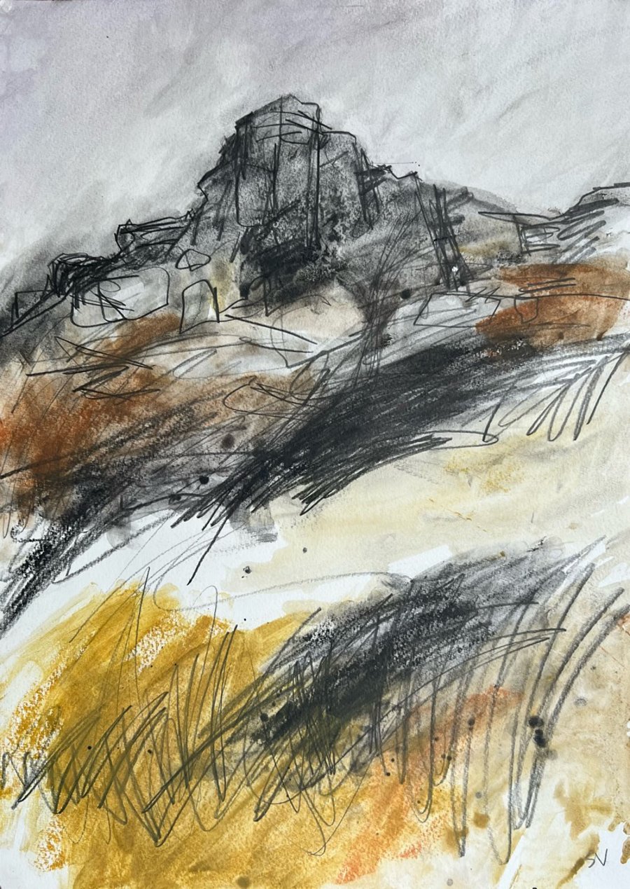 Peak District Art: Over Owler Tor, ORIGINAL landscape painting, gift for walkers