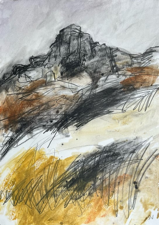 Peak District Art: Over Owler Tor, ORIGINAL landscape painting, gift for walkers