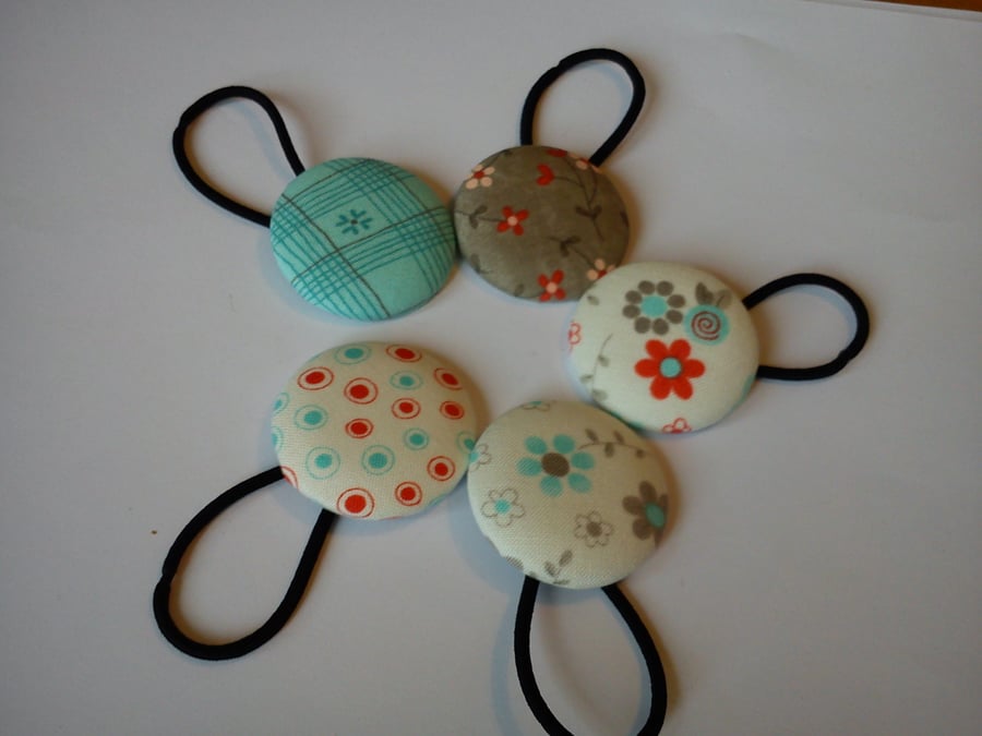 Mint Mix Large hair button bobbles set of 5 in gift tin