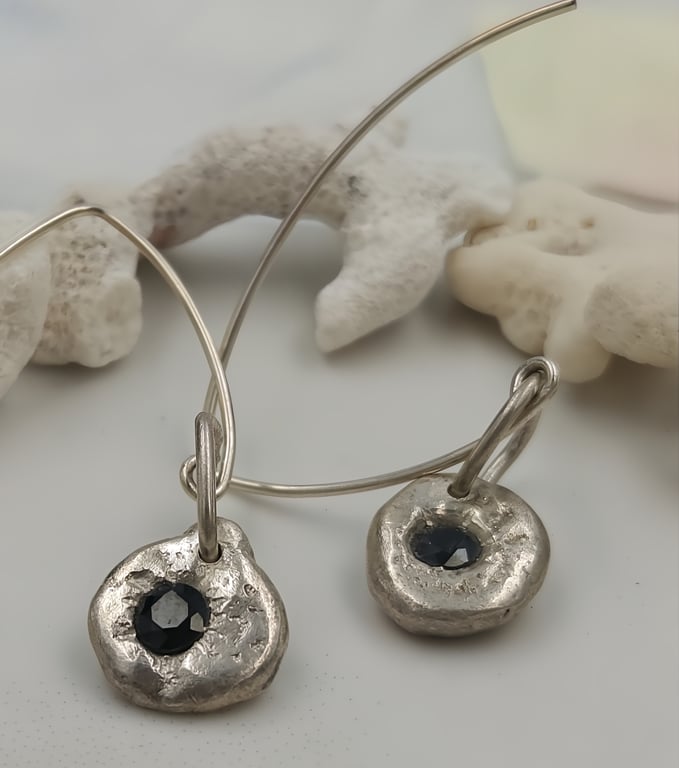 Molten Drop Earrings with Blue Sapphires