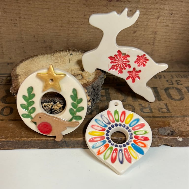 Perfectly Imperfect set of three wonky Christmas decorations