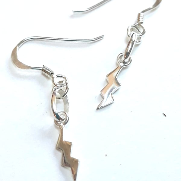 Lightning Bolt Earrings, Tiny Sterling Silver Fantasy Jewellery