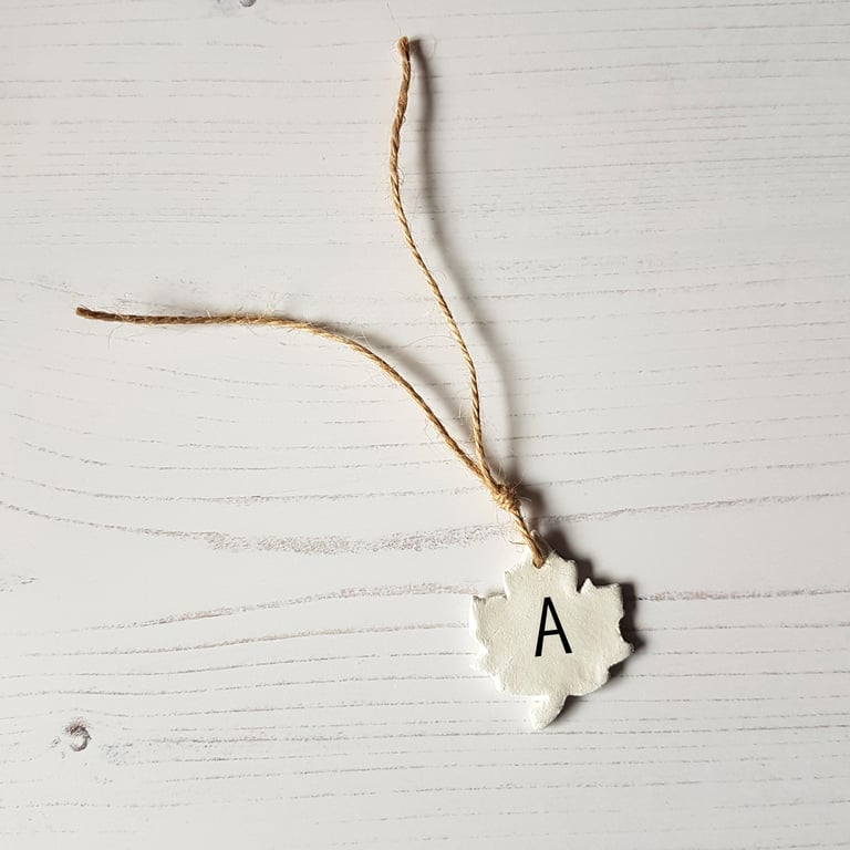 Leaf shaped Initial decoration, clay, handmade