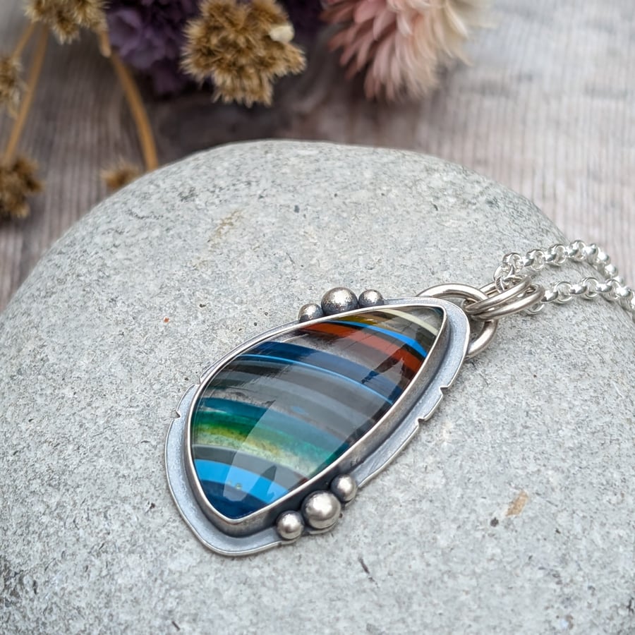 Sterling Silver Large Colourful Surfite Necklace - JBJ7011