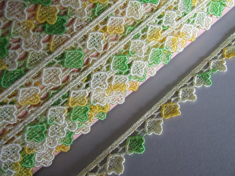 Yellow & Green Ombre Venise Guipure Lace sold by the metre
